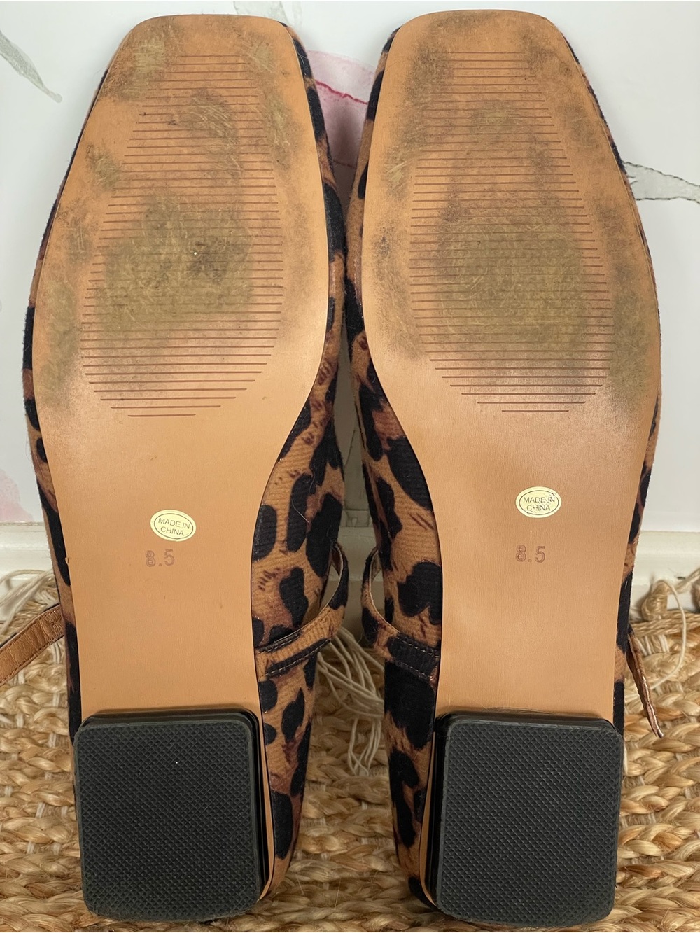 Leopard Print Mary Jane Flats Square Toe Ballet Shoes Size 8.5 - Picture 3 of 4